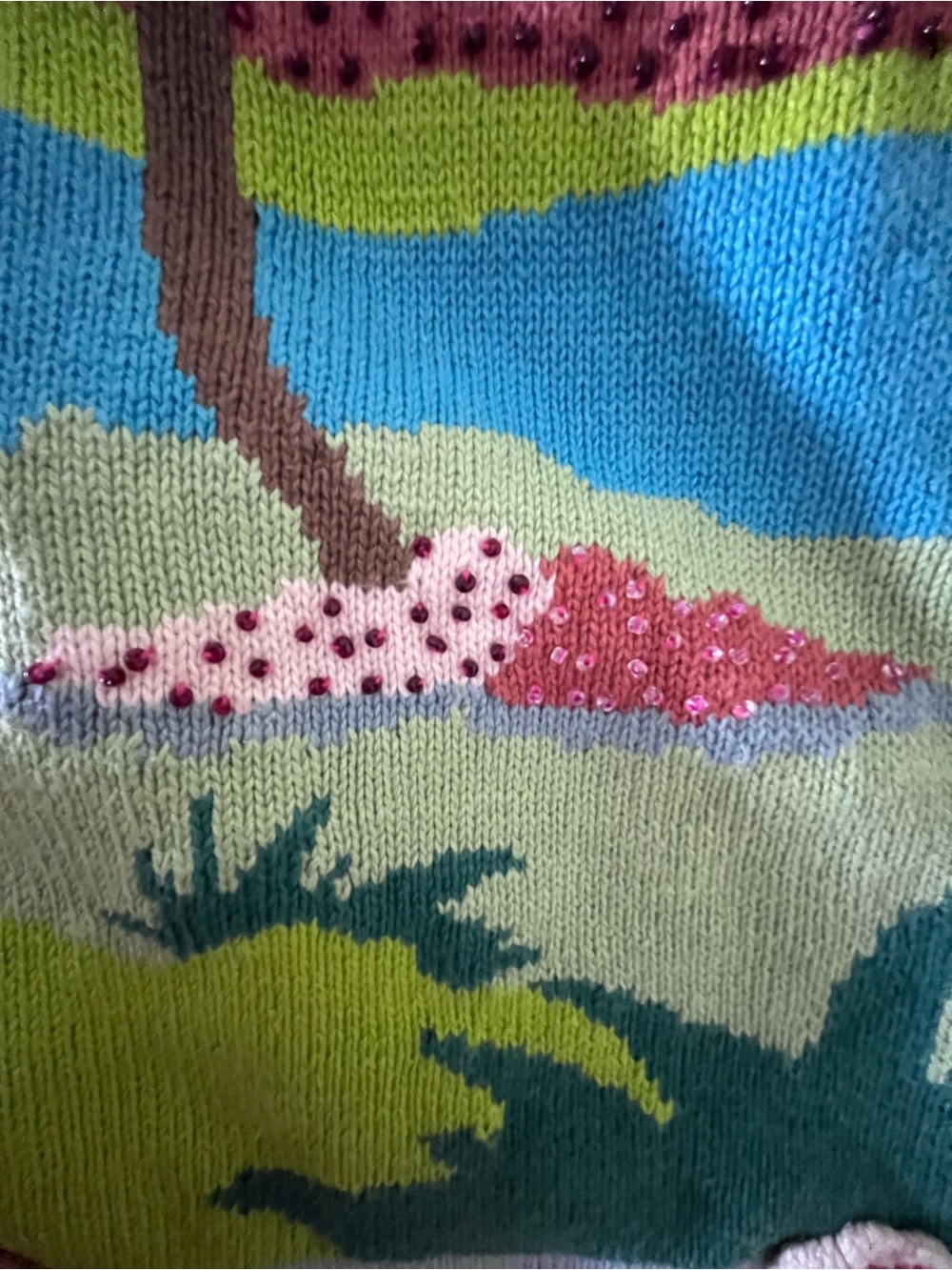 VTG/Y2K/90s Storybook Knits For HSN Beaded | SZ 1X | Rare!! Theme:Vacation Spa🌴 - Picture 9 of 16